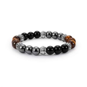 הדרך הקלה לקנייה. תכשיטים שעונים צמידים Vintage Tiger-eye Men&#039;s Beaded Bracelet Natural Stone Beads Buddha Bracelets for Men
